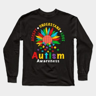 ACCEPT UNDERSTAND LOVE Autism Awareness Gift for Birthday, Mother's Day, Thanksgiving, Christmas Long Sleeve T-Shirt